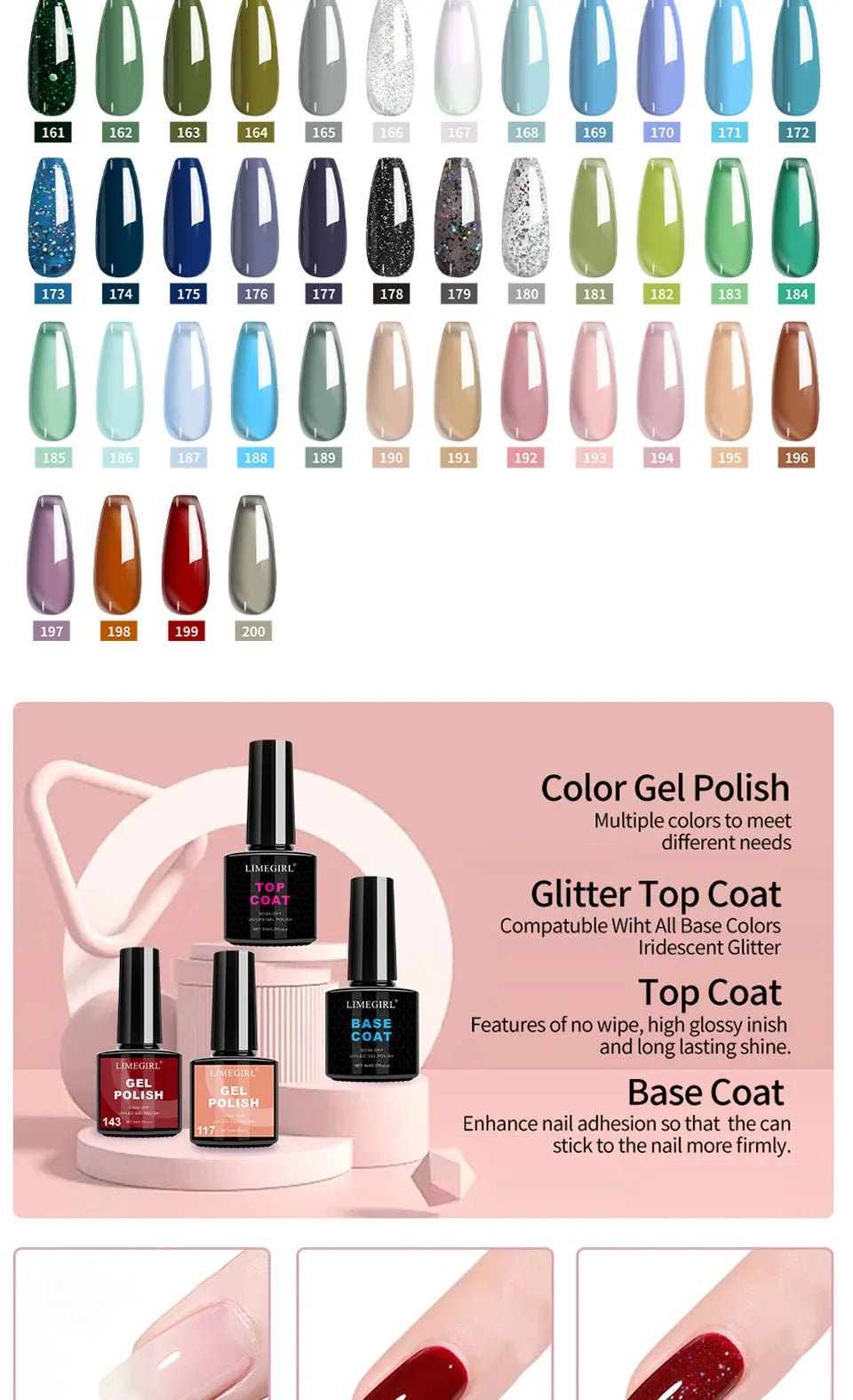 LIMEGIRL Gel-Nagellack-Kit UV Soak-off Gel Primer Polish Maniküre-Kit mit UV LED Lampe Trockner Semi-permanentes Gel-Nagellack-Kit