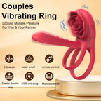 Rosen-Penisring Vibrator für Frauen G-Punkt Klitoris-Stimulation Männer Ejakulationsverzögerung Silikon-Hodenring Sexspielzeug für Paare