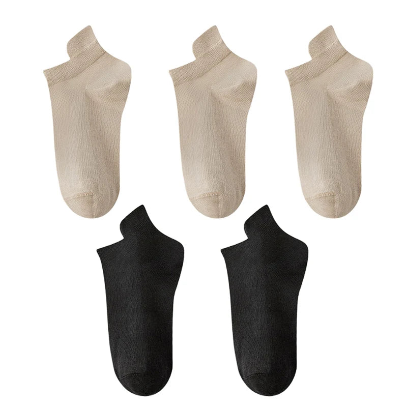 10 Stück=5 Paar Damen Socken Casual Atmungsaktiv Hohe Qualität Knöchelsocken Sommer Low Cut Baumwolle Dünne Kurze Elastische Socken calcetines