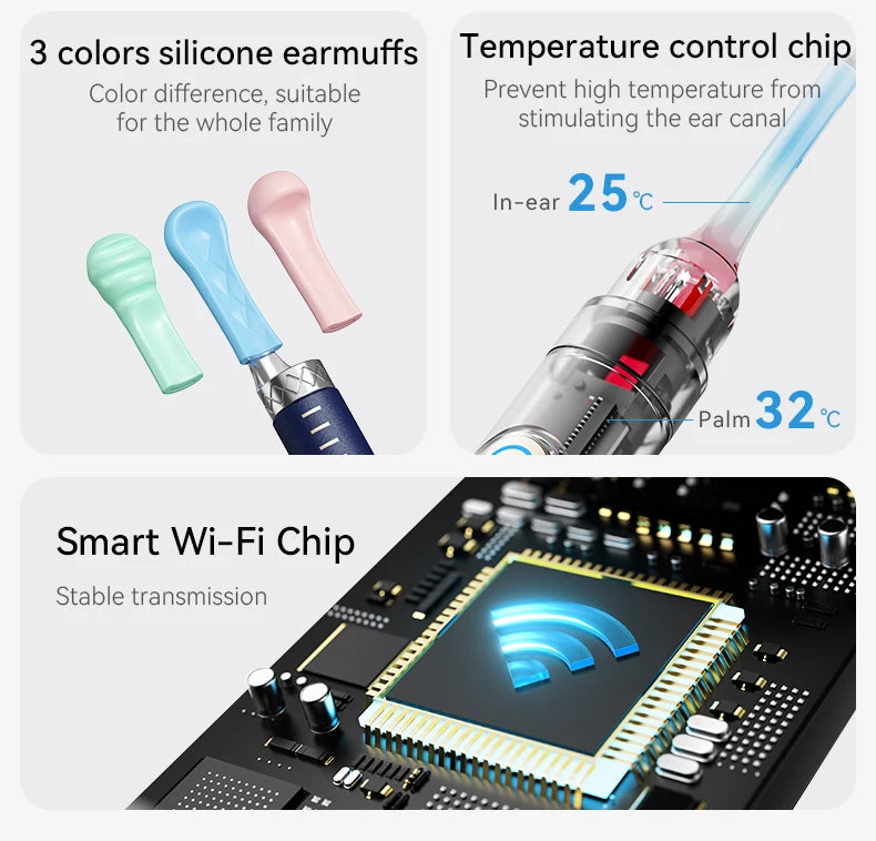 Verbesserter Smart Visual Ohrenschmalz-Entferner mit Kamera 800W HD Endoskop Multifunktionales Visuelles Ohrenreinigungsgerät Inklusive Aufbewahrung