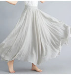 Neue 2020 Damen Leinen Baumwolle Lange Röcke Elastische Taille Plissierte Maxi Röcke Strand Boho Vintage Sommer Röcke Faldas Saia