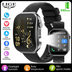 LIGE Neue 2,2-Zoll 3D Gebogenes Display Smartwatch Mit LED-Licht Thermometer Gesundheitsmonitor Smartwatch BT Anruf Sport Fitness Uhr