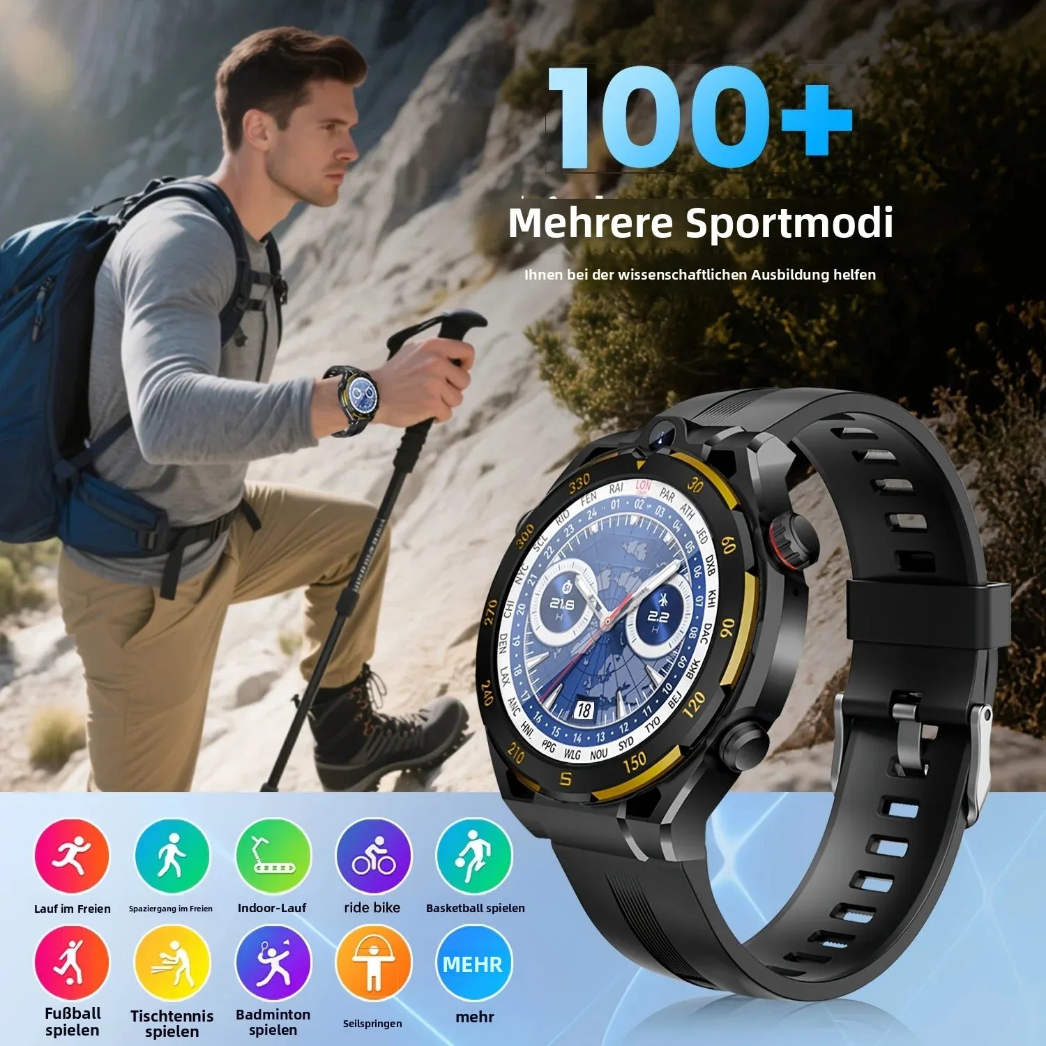 2026 Neue Smartwatch, kabelloses Telefonieren, KI-Sprache, über 40 Sportmodi, Outdoor-Fitness, lange Akkulaufzeit, Musik- & Nachrichtenbenachrichtigung, Unisex-Geschenk Zweitbild