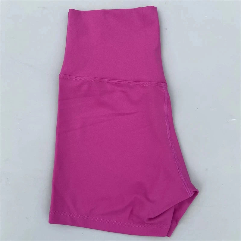 Sexy einfarbige Damen-Fitness-Sportshorts, hohe Taille, athletische Yoga-Shorts, Bein-Radfahren, umfassendes Training, Jogging, Squat-Proof