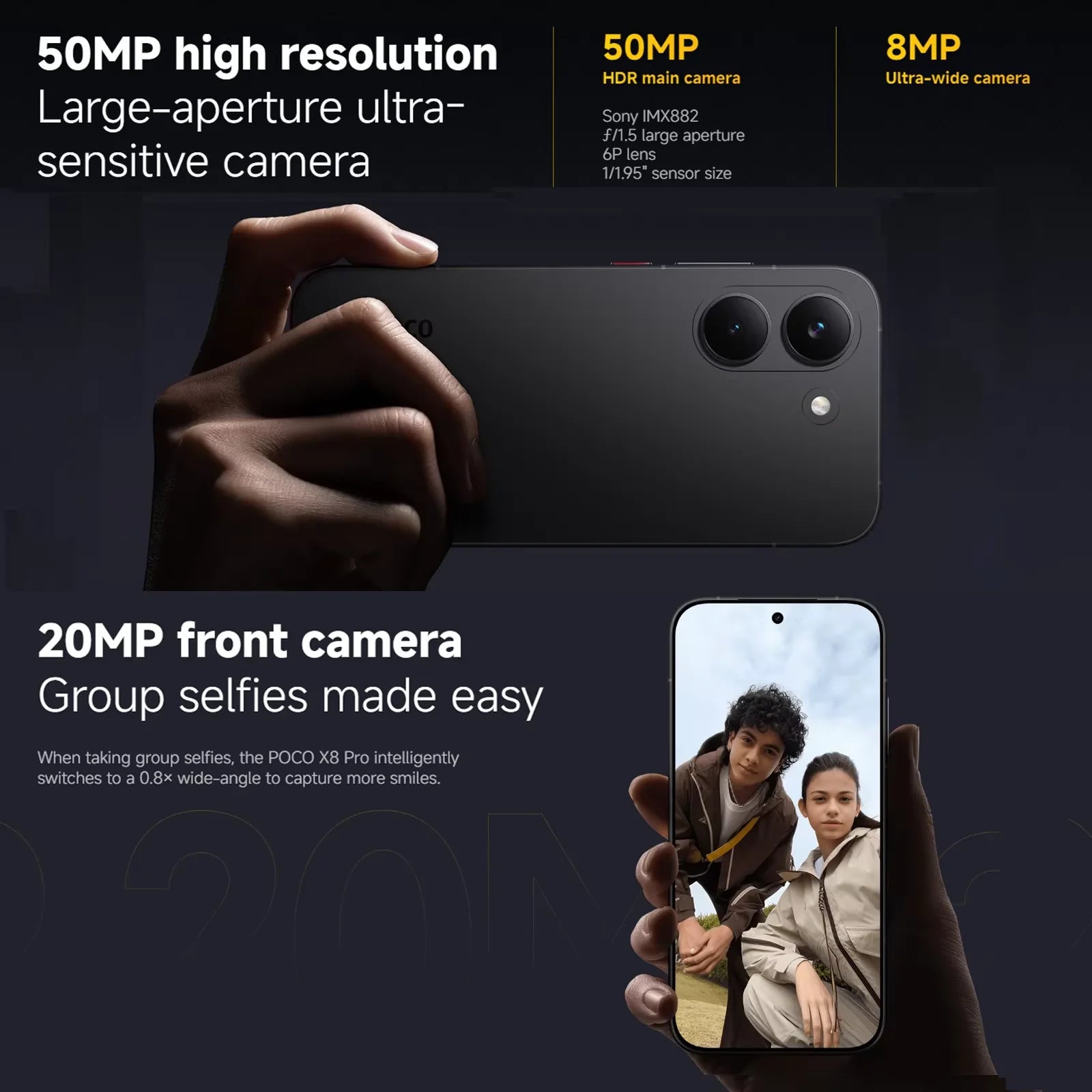 Globale Version POCO X8 Pro Dimensity 8500-Ultra Prozessor Smartphone 6,59" 1,5K 120Hz Display 6500mAh(typ) 100W HyperCharge