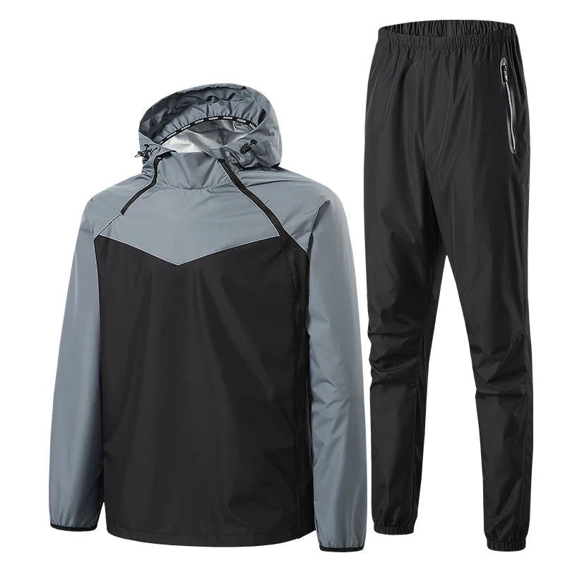 Herren-Sport-Fitness-Laufset mit doppeltem Reißverschluss Damen-Lauf-Fitness-Abnehm-Schwitz-Set mit doppeltem Reißverschluss zum leichten Abnehmen