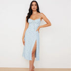 Damen elegantes geblümtes Bodycon Strandkleid Streetwear langes Kleid 2024 Sommerkleidung Großhandel für Unternehmen