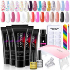 Poly Nail Gel Komplettset mit 6W LED-Lampe Nagelset für Anfänger Nagelspitzen Kunst 3D-Design Dekoration Verlängerung Maniküre Werkzeugset