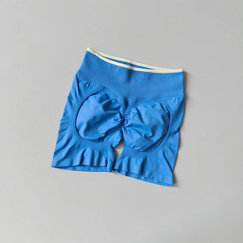 2-TEILIGER Yoga-Anzug Nahtlos mit Brustpolster Enge Sport-BHs und High-Waist-Shorts zum Draußen Tragen, Laufen, Training, Fitness, Yoga-Set