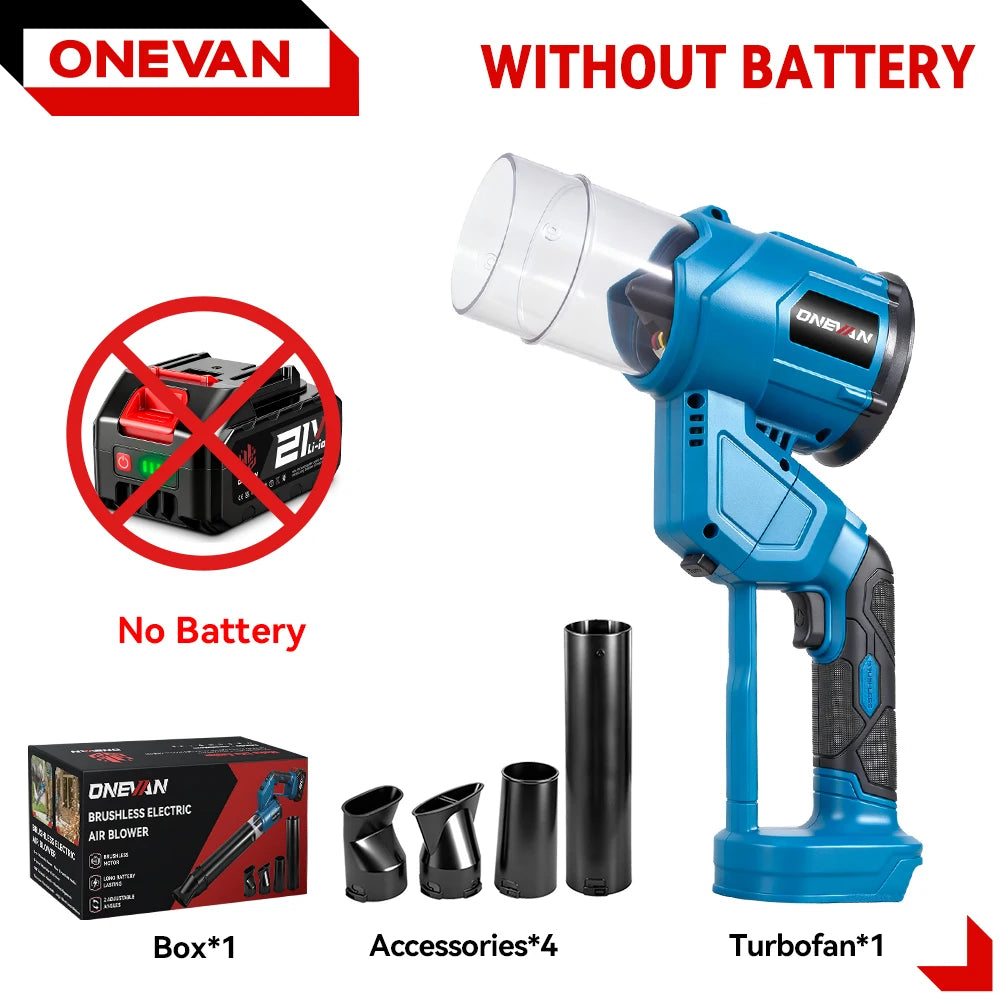 ONEVAN 2IN1 Bürstenloser Elektroturbo-Gebläse 38000 U/min Akku-Handstaubsauger Laubbläser Elektrowerkzeug für Makita 18V Akku