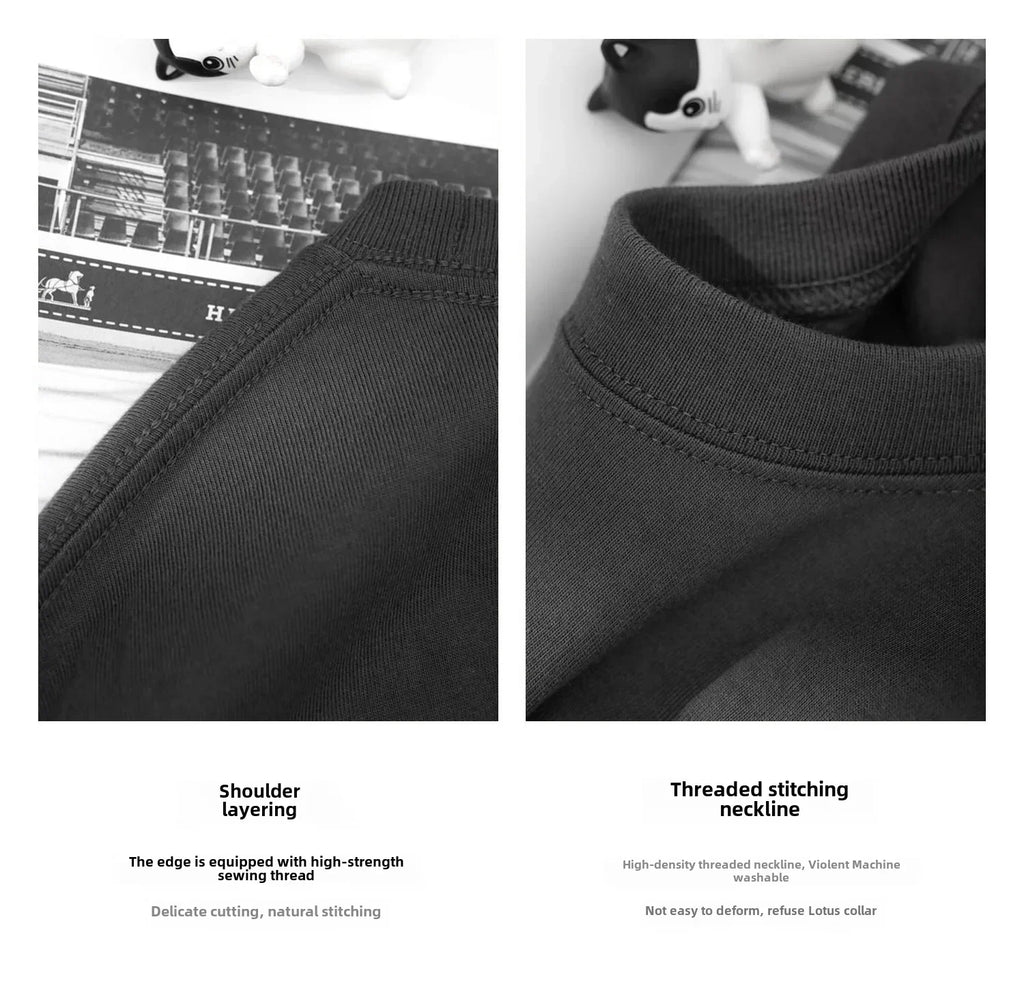 Sommer Baumwolle Strapazierfähiges 300-Gramm-T-Shirt aus amerikanischer Reinbaumwolle für Herren mit kurzen Ärmeln, lässiges Basic-Oberteil, Oversized T-Shirt
