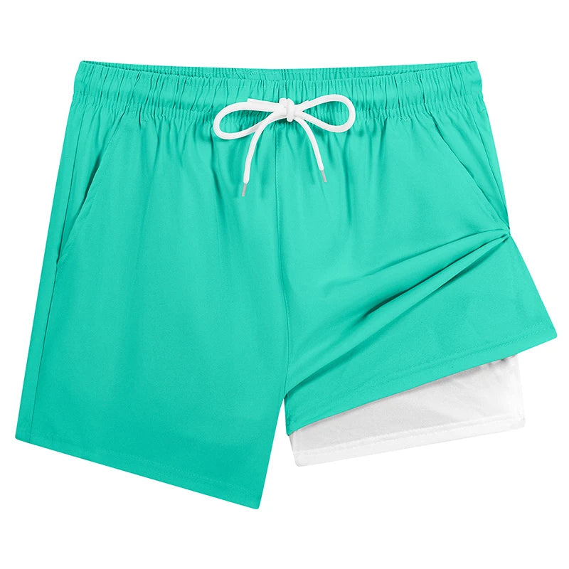 Herren-Badehose mit Kompressionsfutter, Handytasche, schnell trocknend, Badeshorts, Strandshorts, Bademode