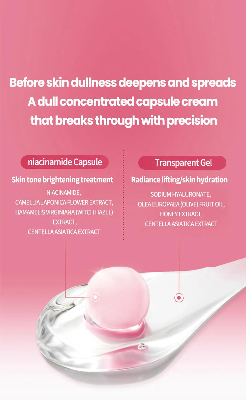Koreanische rosa Kollagen PDRN Kapselcreme mit Niacinamid Creme für ungleichmäßigen Hautton Leichte Gesichtsfeuchtigkeitspflege Nicht fettende Pflege