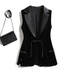 Schwarze Samtweste Jacke für Damen Ärmelloser Blazer Mode 2026 Frühling und Herbst Anzug Tank Top Retro Weste Z2338