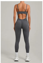 Damen Yoga Jumpsuits Sport Fitness Einteiler Schönheits-Rückengurt Tasche Hüfthebend Slim Fit Laufen Workout Training Bodysuit