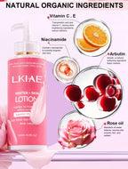 AILKE Superior Aufhellende Körperlotion, feuchtigkeitsspendend, glatte Haut, reduziert dunkle Flecken, mit Rosenöl, Niacinamid, 500ml