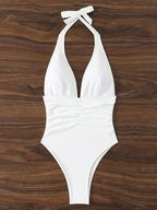 Neckholder-Badeanzug Damen Einteiler Bademode Damen 2026 Trend V-Ausschnitt Strandmode Weiblich Monokini Sommer Bodysuit