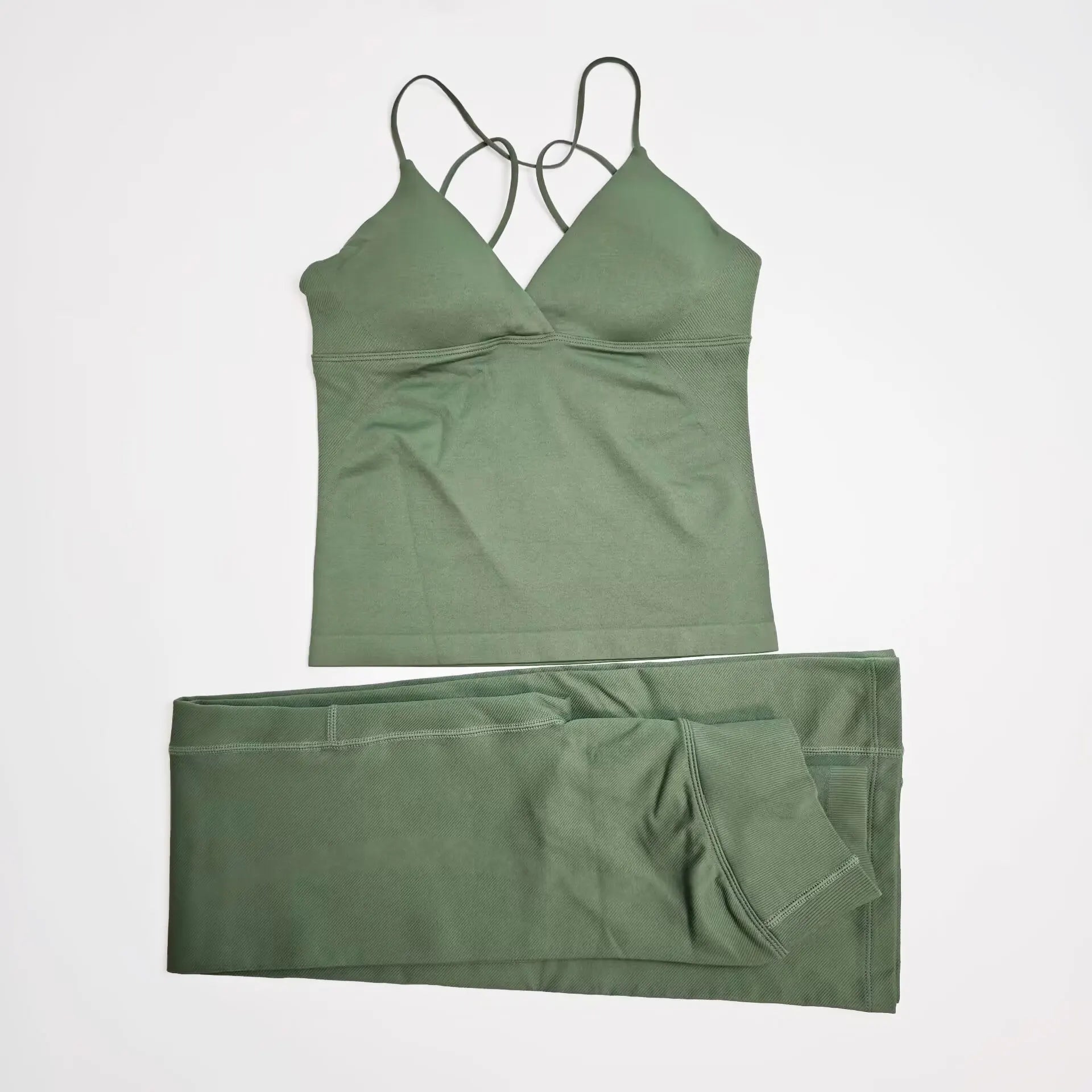 NCLAGEN Damen-Sportbekleidung, Vision-Set, verdrehtes Langarm-Oberteil vorne + Schlaghose, 2-teiliger Fitnessanzug, Trainings-Lauf-Outfit, Fitnessstudio-Kleidung