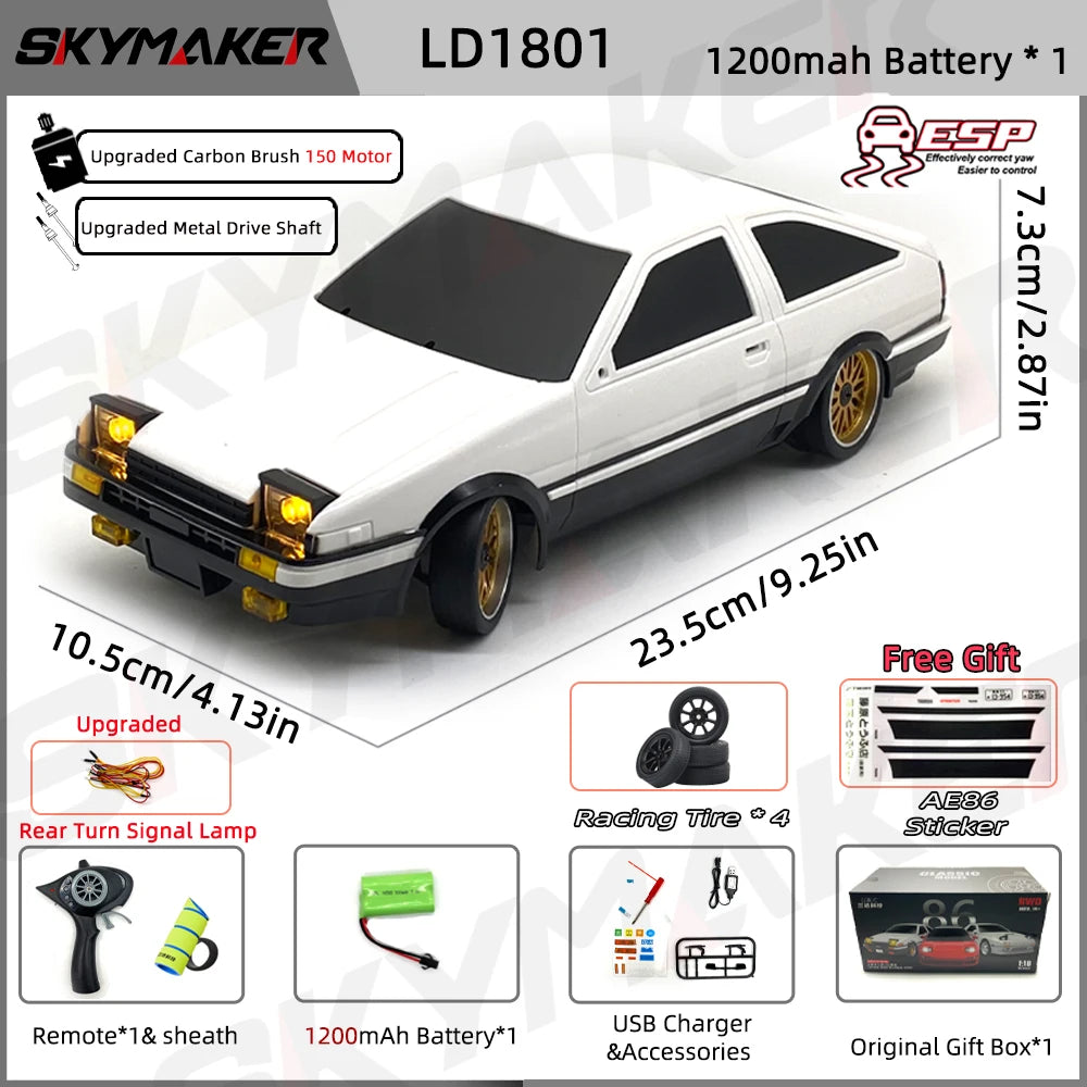 Skymaker AE86 Modell LD1801 RX-7 FC LD1802 1:18 RC Drift Car 1/18 2.4G Fernbedienung ESP Gyroskop LED Mini RC Rennwagen Spielzeug