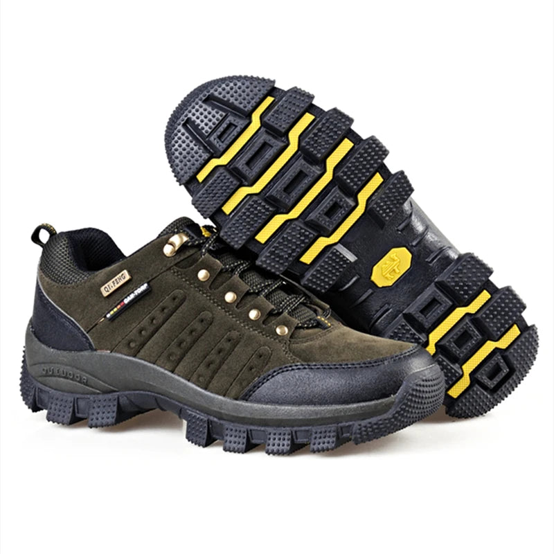 Hiking Shoes Non Slip Mountain Sneakers Winter Lace Up Retro Leather Shoe Sport Outdoor Trail Off-Road Trek Men Women Footwear
