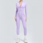 Damen-Trainingsanzug Fitness-Workout Sportkleidung Outfit Reißverschluss-Jumpsuit Yoga Fitness Overall Set Offene Rücken Bodysuits Anzug für Damen