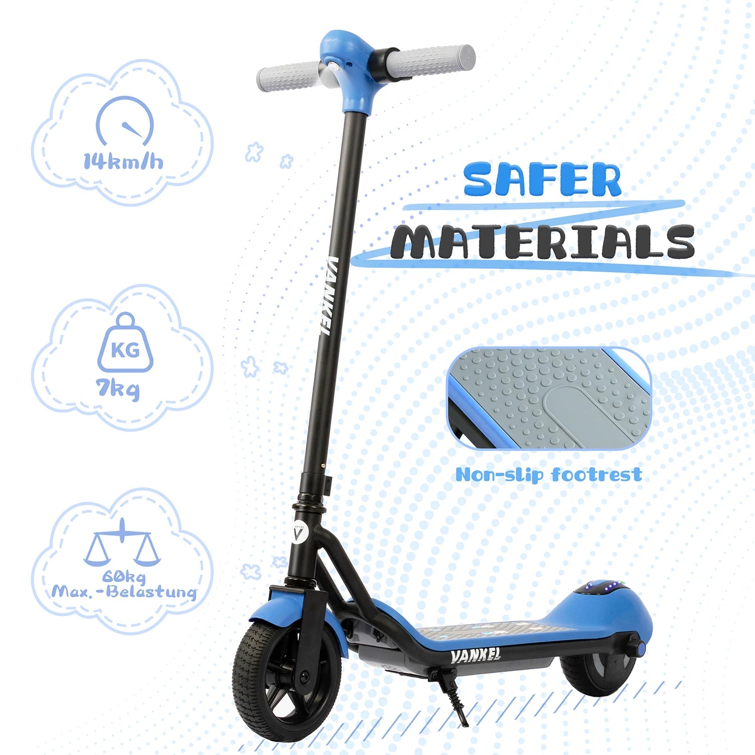 Vankel 6,5-Zoll Elektro-Kinderroller für Jungen und Mädchen mit Bluetooth, Regenbogenlichtern, 8-10 km Reichweite, LCD-Display Kinderroller Zweitbild