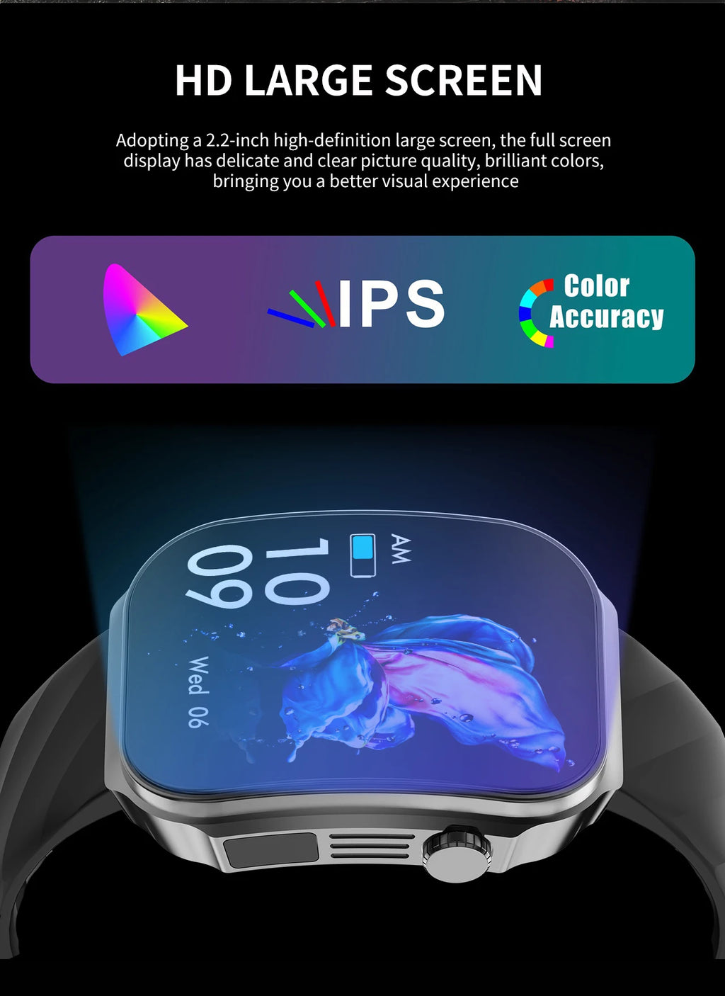 LIGE Neue 2,2-Zoll 3D Gebogenes Display Smartwatch Mit LED-Licht Thermometer Gesundheitsmonitor Smartwatch BT Anruf Sport Fitness Uhr
