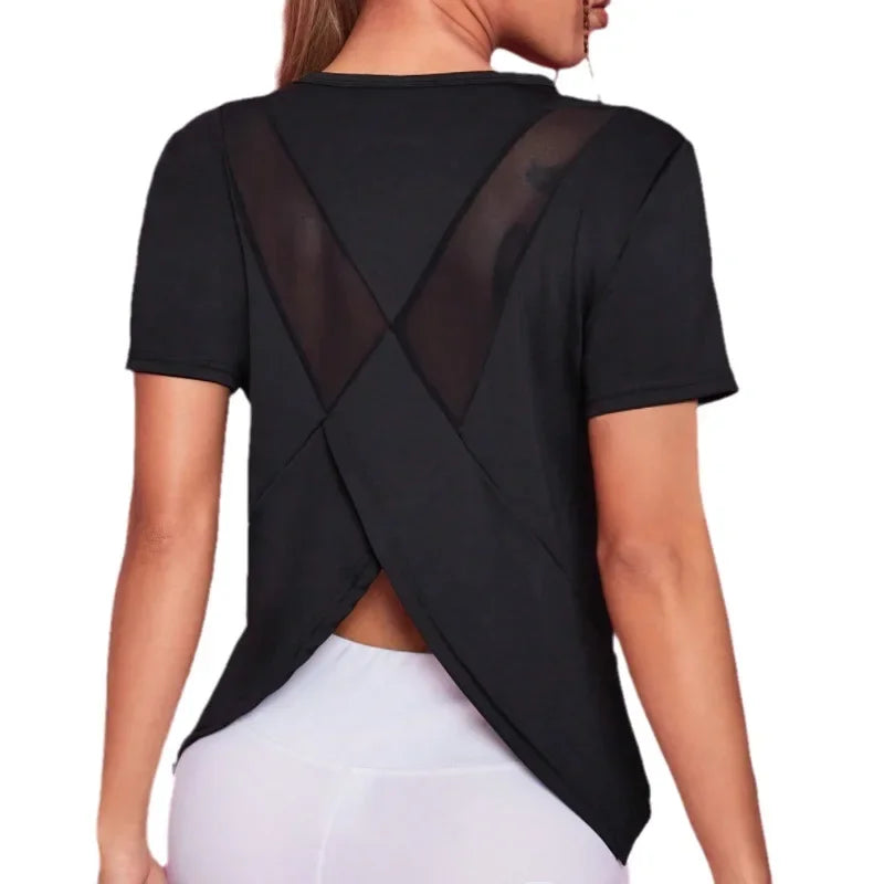 Damen Nahtloses Yoga T-Shirt Weibliches Fitness Crop Top Workout Gym Training Shirts Sportliche Kurzarm Yoga T-Shirts Sportbekleidung