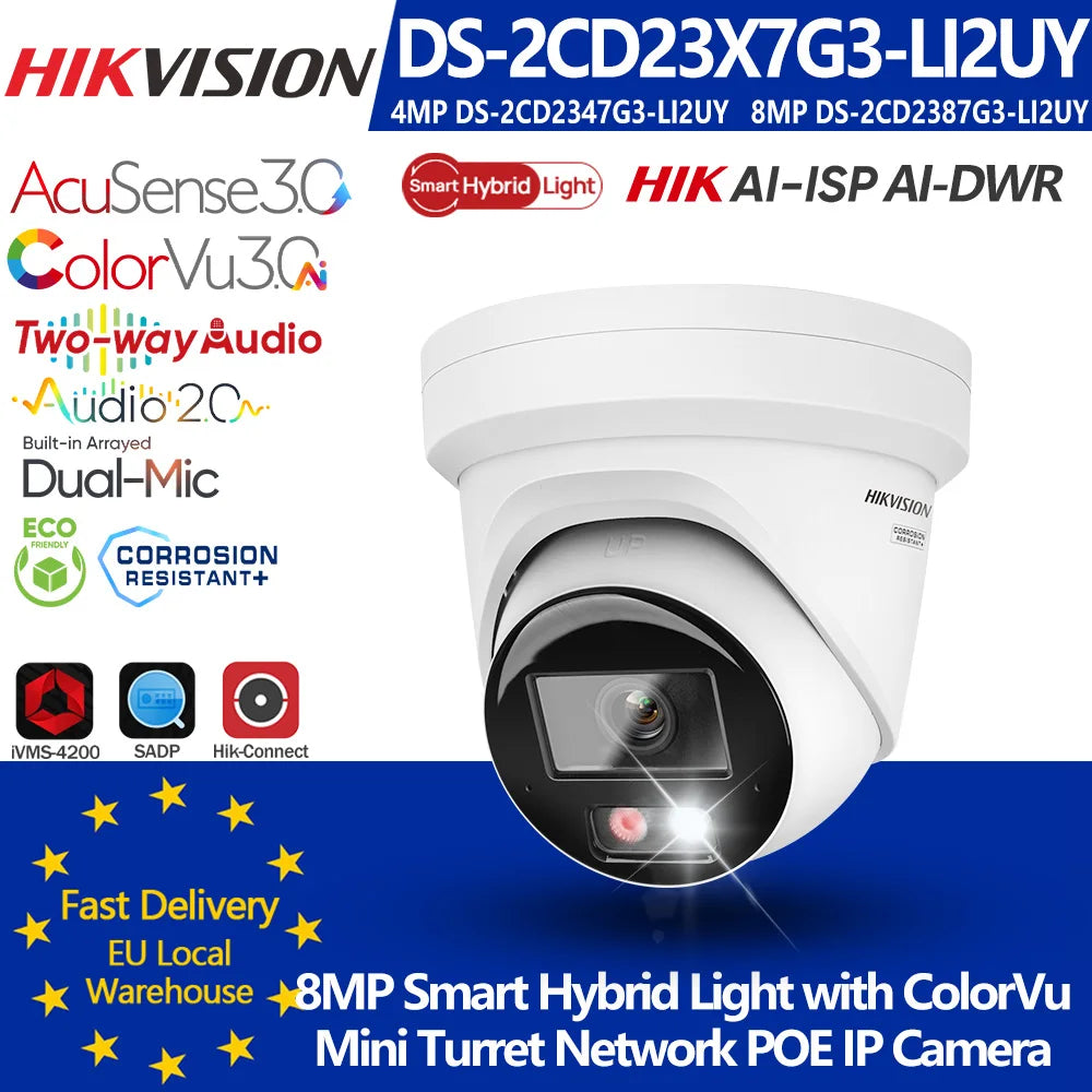 Hikvision DS-2CD2347G3-LI2UY DS-2CD2387G3-LI2UY 4MP 8MP Smart Hybrid Light F1.0 ColorVu3.0 Acusense3.0 Netzwerk-POE-IP-Kamera