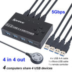 MZX 4x4 USB 3.0 Switch Wahlschalter KVM Switcher Hub 3 0 Kabel PC Laptop Computer USB-Geräte Tastatur Maus Drucker KVM-Switch teilen