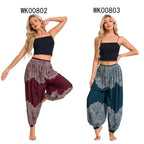 Damen Boho Weite Hosen Haremshose Erwachsene Hohe Taille Yoga Loose Laternenhose Atmungsaktive Strandhose Urlaub Bedruckte Jogger