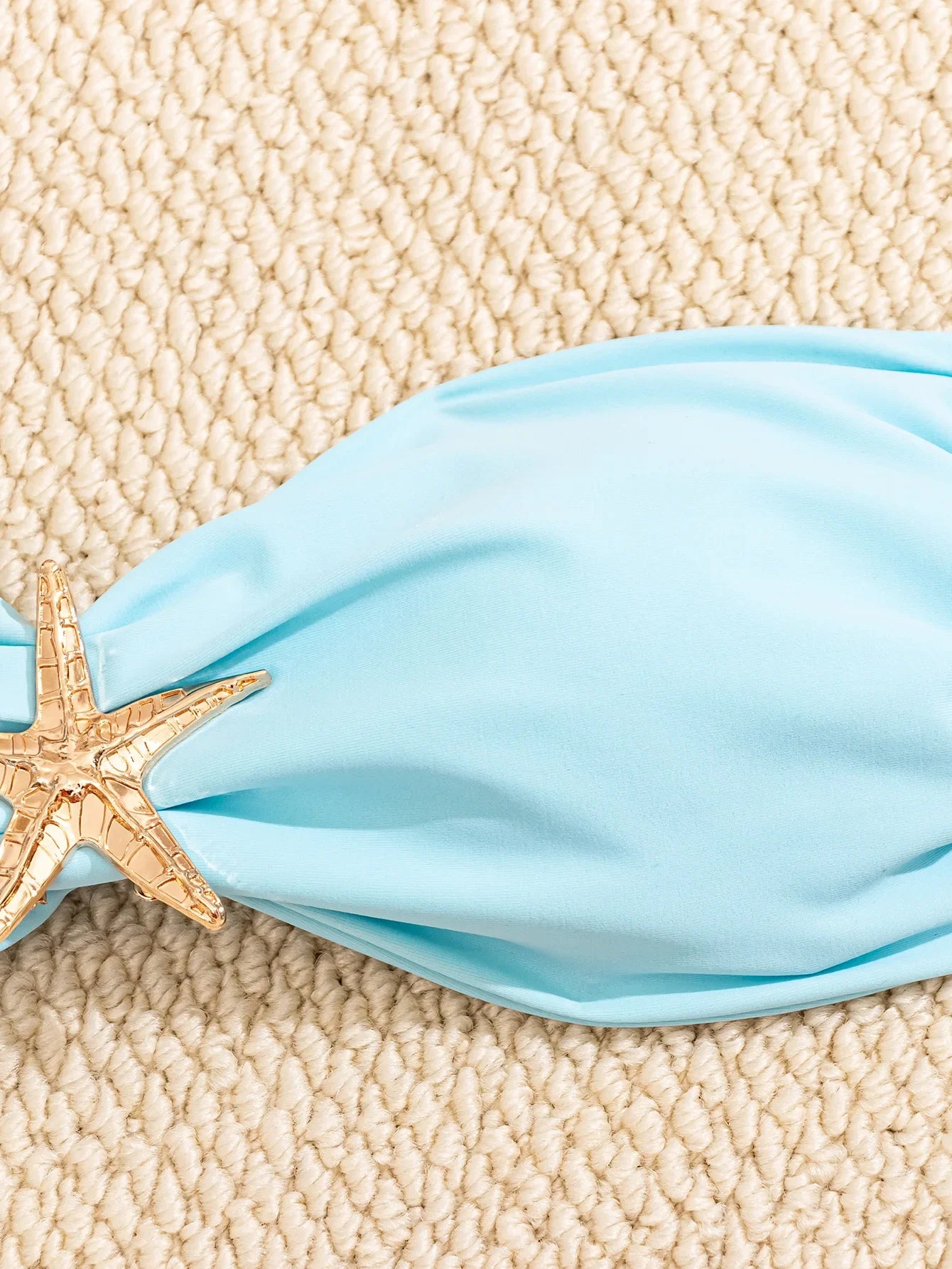 Sexy Bandeau Bikini Set 2026 Damen Himmelblau Seestern Verzierung Push Up String Bikini Brazilian Beach Badeanzug Micro Bademode