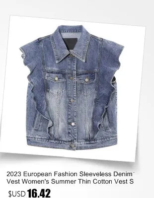 Mode Jeansweste Damen Cropped Frühling Sommer Ärmellose Tops Kurze Jacken Weste Top Oberbekleidung Jeans Cowboy Female