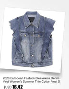 Mode Jeansweste Damen Cropped Frühling Sommer Ärmellose Tops Kurze Jacken Weste Top Oberbekleidung Jeans Cowboy Female