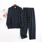 Herren-Hausanzüge Langärmelige Hosenanzüge für Herbst und Winter Pyjamas für Herren Flanell Kariertes Design Pyjamas für Herren