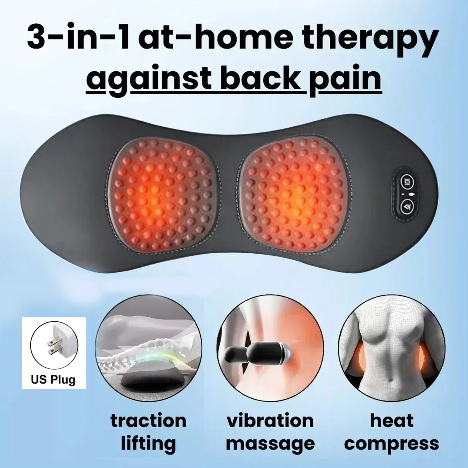 NEUES 3-in-1 Rückenmassagegerät mit Entspannungsliege Shiatsu Tiefengewebe Tragbares Schulter-Lendenwirbel-Schmerzmittel Taillenmassagegerät