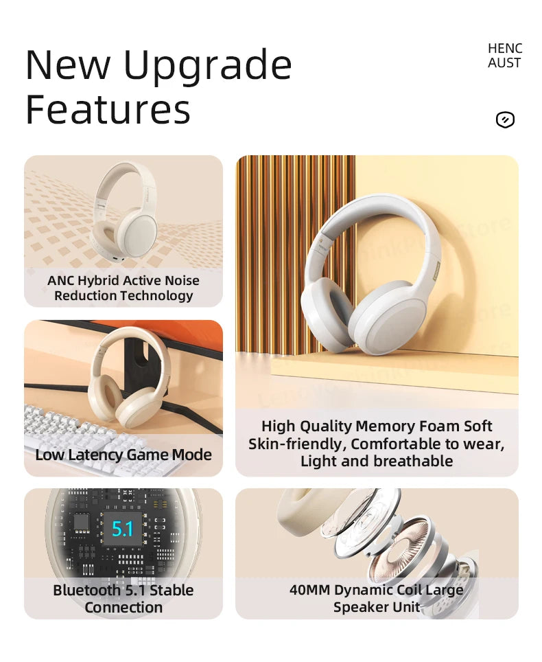 Choice Lenovo th30 kabellose Kopfhörer Bluetooth-Ohrhörer 5.0 faltbares Headset Sportkopfhörer Gaming Fone Bluetooth-Ohrhörer