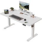 Devoko Height Adjustable desk Electric 180 × 80cm with Monitor Stand Ergonomic Seat Standing Desk (White)
