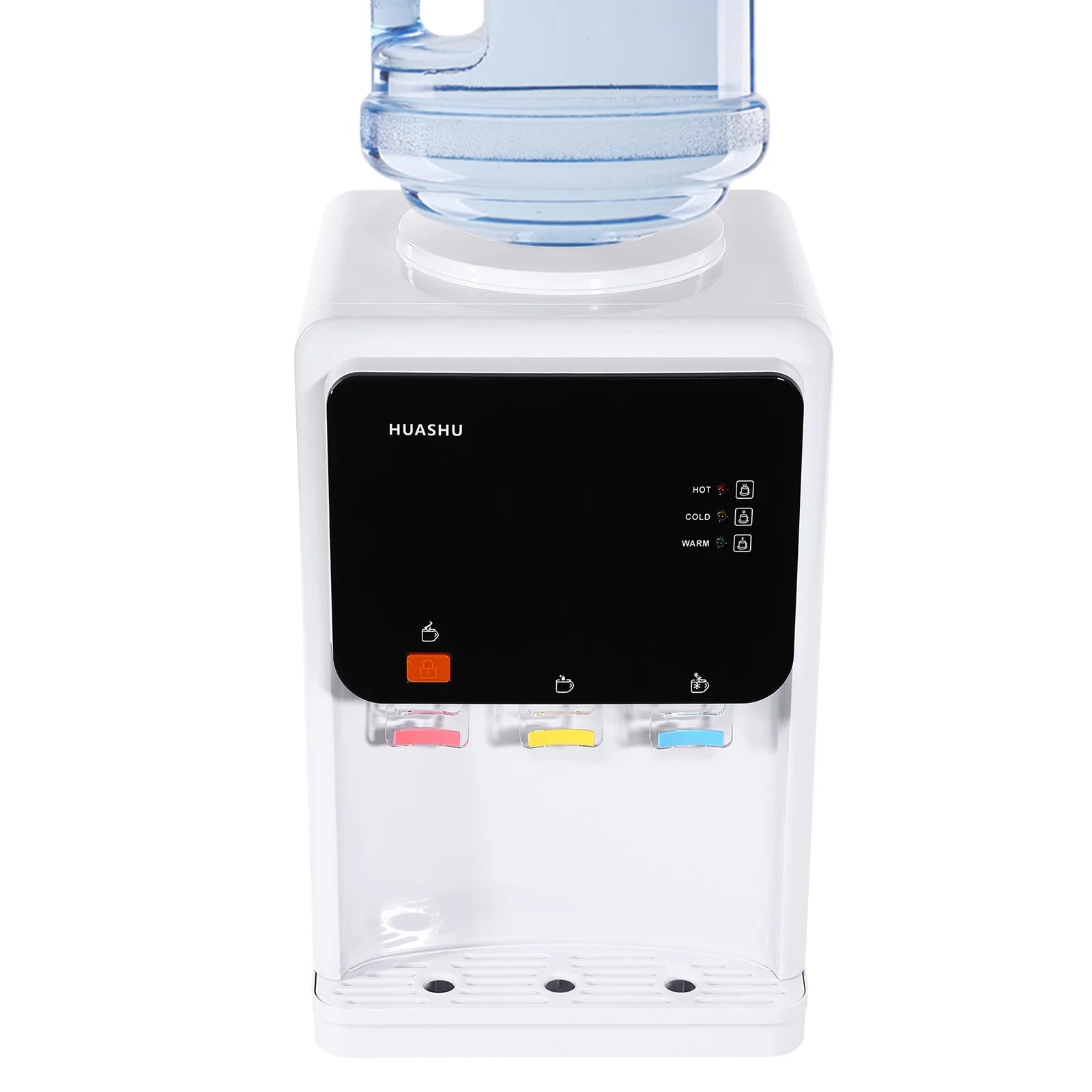Moderner weißer elektrischer Wasserspender, 31*30*48cm, wassergekühlter Spender, 500W Desktop-Warm- und Kaltwasserspender