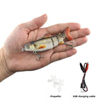 Automatischer Swimbait, elektrischer, robotergesteuerter Angelköder, 4-Segment, automatisch, mehrteiliger Köder, USB-wiederaufladbar, Wobbler, Pesca-Zubehör