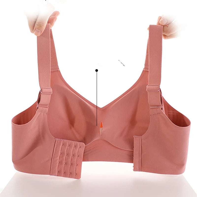 Damen-Push-up-BH, schön am Rücken, große Größen, weicher Halt, nahtlos, einteilig, ohne Bügel, verstellbarer, dünner Sport-BH nahtlos