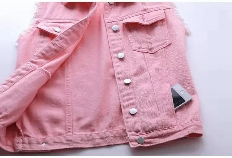 Mode Jeansweste Damen Cropped Frühling Sommer Ärmellose Tops Kurze Jacken Weste Top Oberbekleidung Jeans Cowboy Female