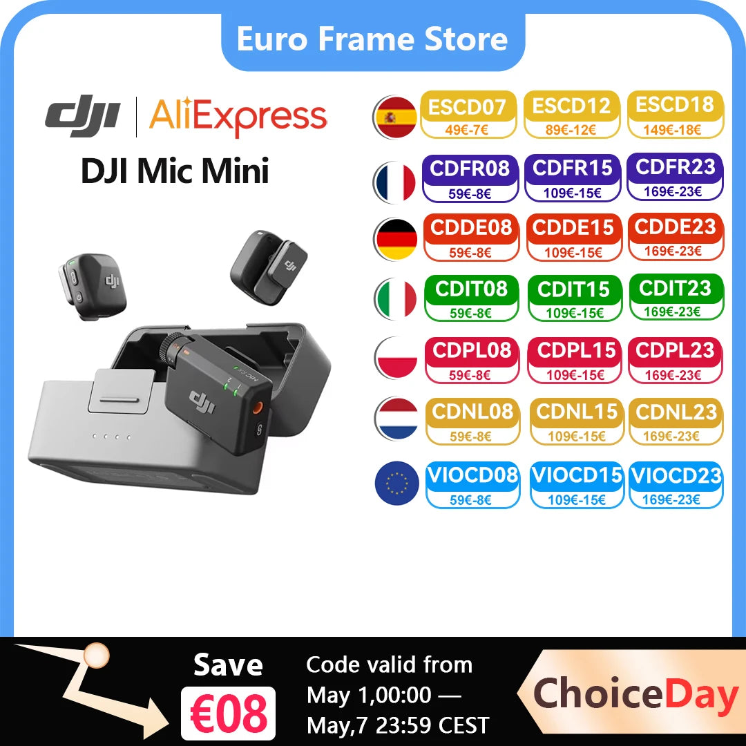 DJI Mic Mini Wireless Microphone (2 TX + 1 RX ) / (1 TX + 1 RX ) with smart Noise Cancelling High-Quality Audio Main image