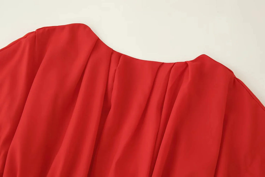 KONDALA 2026 Frühling Sommer Vintage Damenkleid Mode Einreihig Schärpen Drapierter V-Ausschnitt Ärmellos Schicke Braune Damenkleider
