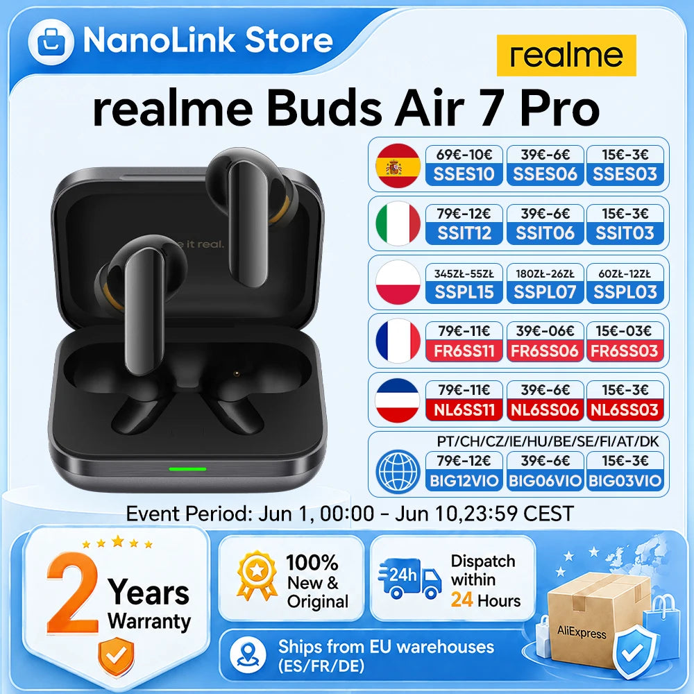 realme Buds Air 7 Pro Bluetooth Earphone For realme 16 Pro plus realme GT 8 Pro 53dB 48 Hours Battery Life Hi-Res LHDC 5.0 Hauptbild