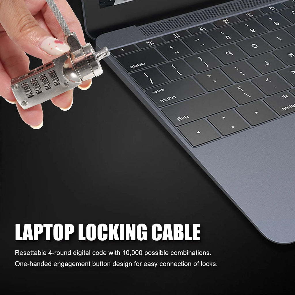 Laptop Locking Cable Steel Wire 1.8m Zinc Alloy Resettable Password Anti Theft Security Cable Lock for Laptop Monitor Tablet