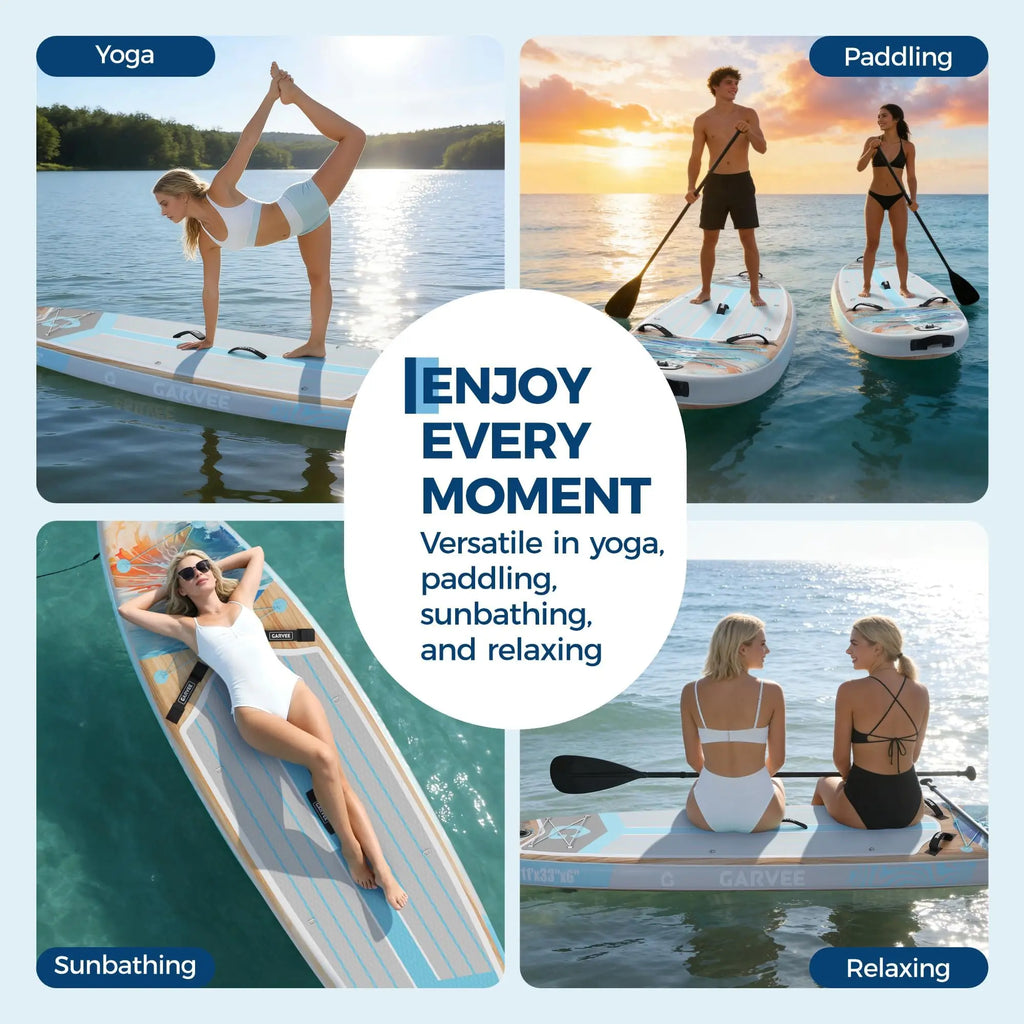 Aufblasbares Stand-Up Paddleboard Komplettset mit verstellbarem Paddel/Handpumpe für Wassersport und Surfen im Freien