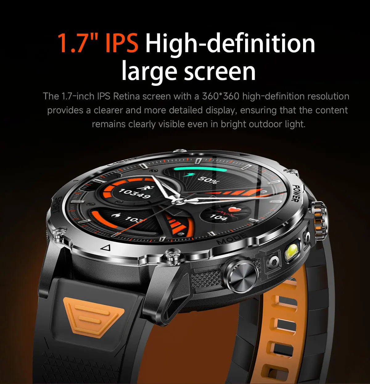 2026 Neue TANK Ultra 1400mAh Akku Militär Smartwatch 10ATM Wasserdicht Herzfrequenz Taktische LED Taschenlampe Herren Sportarmband