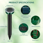 4/8X Solar-Vertreiber Solarbetrieben Ultraschall Sonic Maus Maulwurf Schädlings Nagetier Abwehr Vibrationswelle Garten Rasen Bauernhof Feld Außenbereich