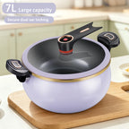 1 Piece of Fat Daddy Micro Pressure Cooker, 7L Large Capacity, 26cm, Suitable for Home Use, Multi-Functional Non-Stick Pot for Stewing and Cooking Soup, Compatible with Induction Cookers and Gas Stoves